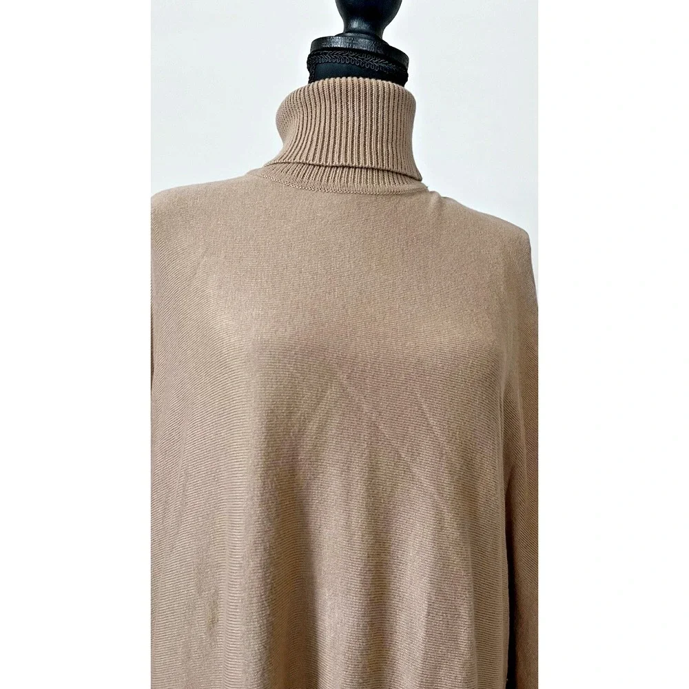 Michael Kors NWT Camel Turtleneck Poncho Sweater Cape Oversized Knit Women S